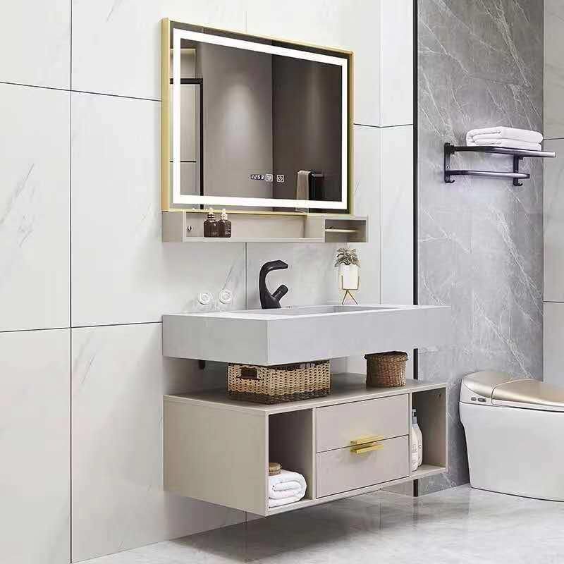 2020 Latest Italy Modern Wall Mounted Wood Hotel Bathroom Furniture