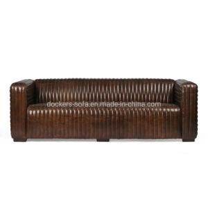 Channel Tufted 3 Seaters High End Hotel Lobby Waiting Leather Sofa