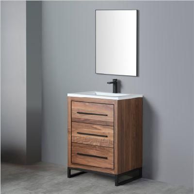 Luxury Wooden Bathroom Vanity Simple with Ceramics Basin