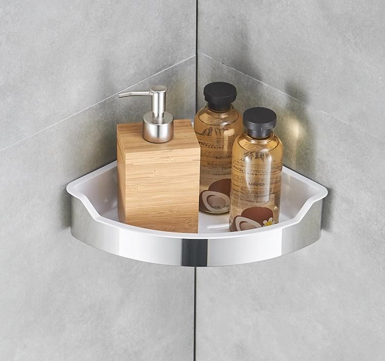 Flg Corner Triangle Shaped Bathroom Basket Stainless Steel Bathroom Rack