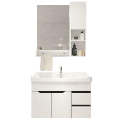 White Bathroom Furniture Vanity LED Mirror PVC Bathroom Cabinet with Mirror