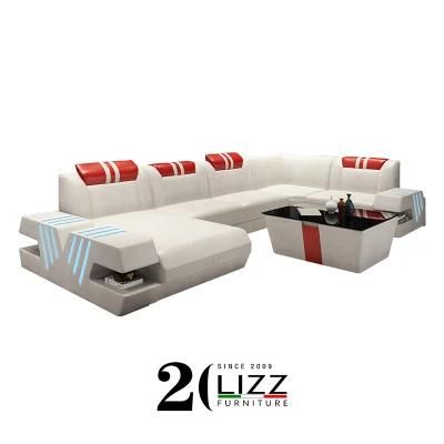 Foshan Lizz Modern Homee Furniture LED Leather Sofa