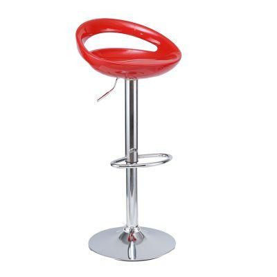 Cheap Antique Custom Pub Restaurant Hotel Office Furniture Rotating Red PP Seat Adjustable Height Bar Stool with Chrome Footrest