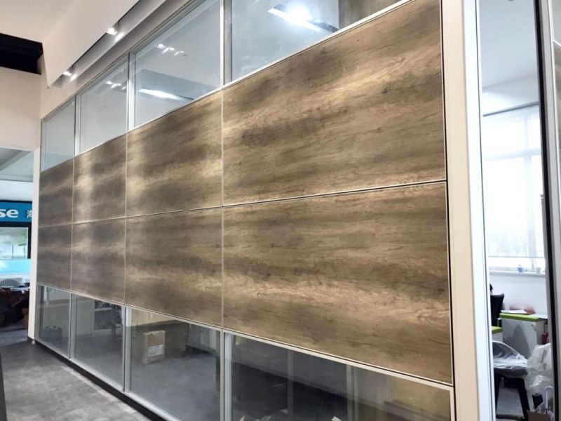 Office Partition Wall MDF Decorative Half Glass Wall Partition