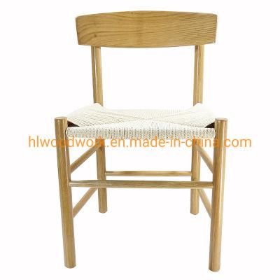 Modern Nodic Style Hotel and Restaurant Dining Wooden Chair Paper Roper Living Room Rattan Chair Oak Wood Frame Natural Color Dining Room Chair