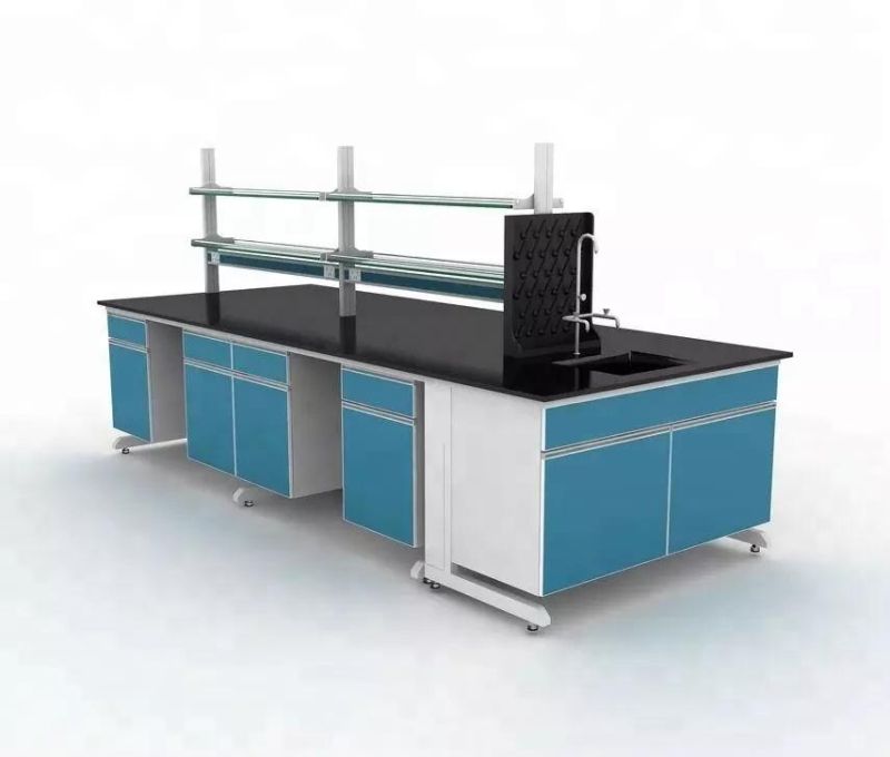 Chemistry Wood and Steel Central Laboratory Bench, Chemistry Wood and Steel Chemical Lab Furniture/