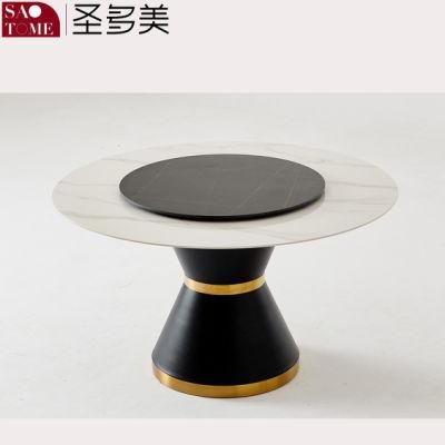 White Color Round Design Dining Table for Hotel Project