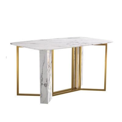 Modern Dining Room Furniture Marble Top Stainless Steel Dining Table