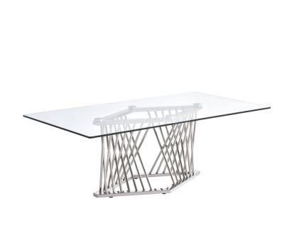 Silver Round Tube Coffee Table with Clear Glass Top