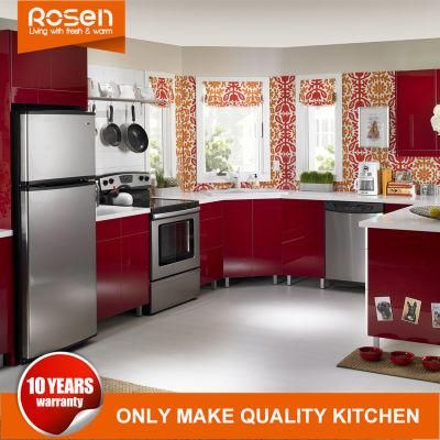 Contemporary Red Color Lacquer Finish Kitchen Cabinet Furniture