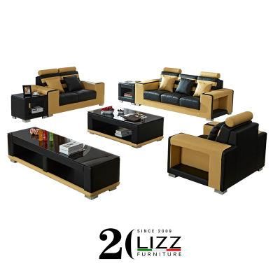 Modern Home Furniture Set Living Room Genuine Leather Sofa with Storage Armrests
