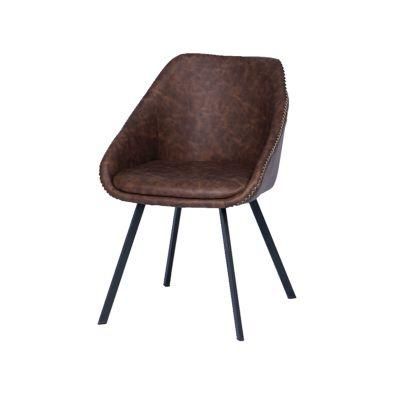 Wholesale Cheap Price Soft Padded Upholstery Vintage PU Leather Dining Chair