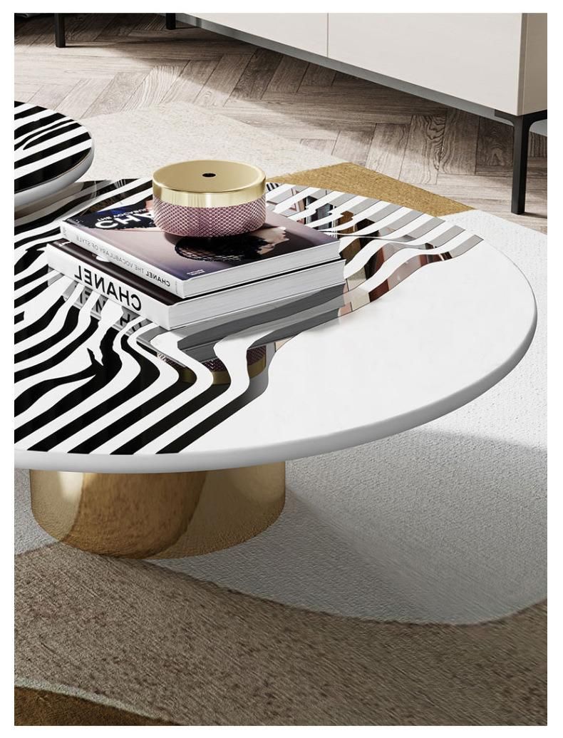 Home Apartment Furniture Stainless Steel Marble Coffee Table