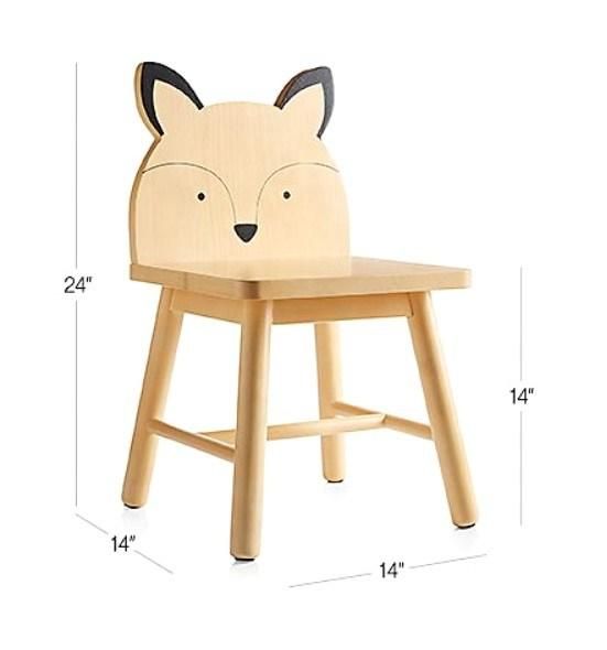 Cute Kids Chair Solid Wood Baby Chair Animal Shape School Furniture