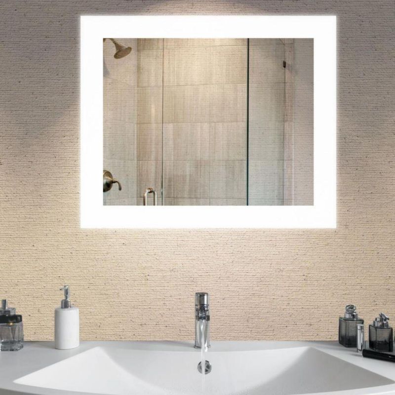 Ce CB Approval LED Backlit Lighted Mirror Hotel Home Decor Wall Mounted Mirror Illuminated Bathroom Mirror with Dimmer & Bluetooth