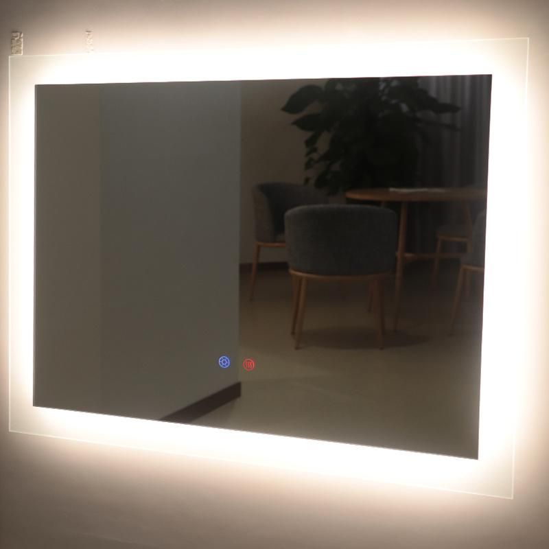 Hotel LED Backlit Wall Bath Intelligent Square Fogless Bathroom Mirrors