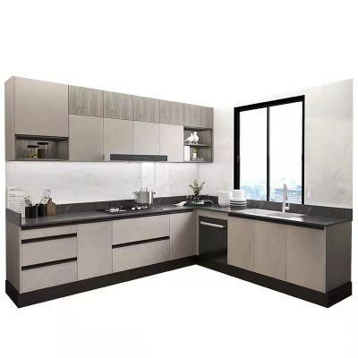 Eco-Friendly Large Plywood Modern Face Frame White and Wooden Grain Kitchen Cabinetry Modern Kitchen Furniture