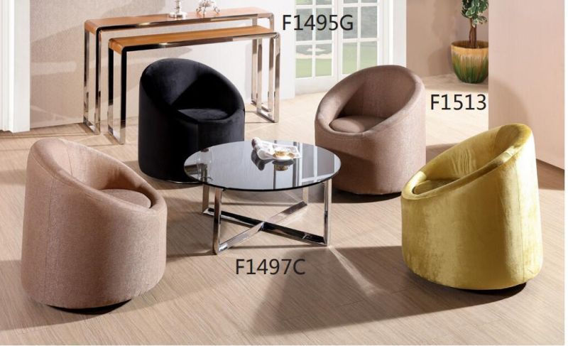 Modern Simple Home Furniture Round Coffee Tea Table with Sts and Glass Top