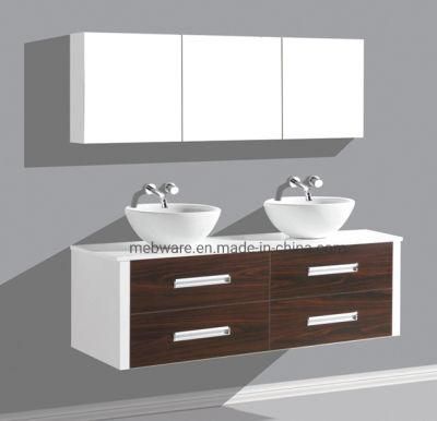 Double Sinks Melamine Bathroom Cabinet with Mirror Cabinet