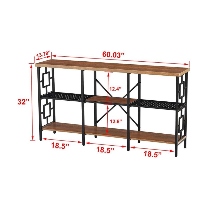 Console Sofa Table Industrial Vintage Long Entryway Table with Open Storage Shelf