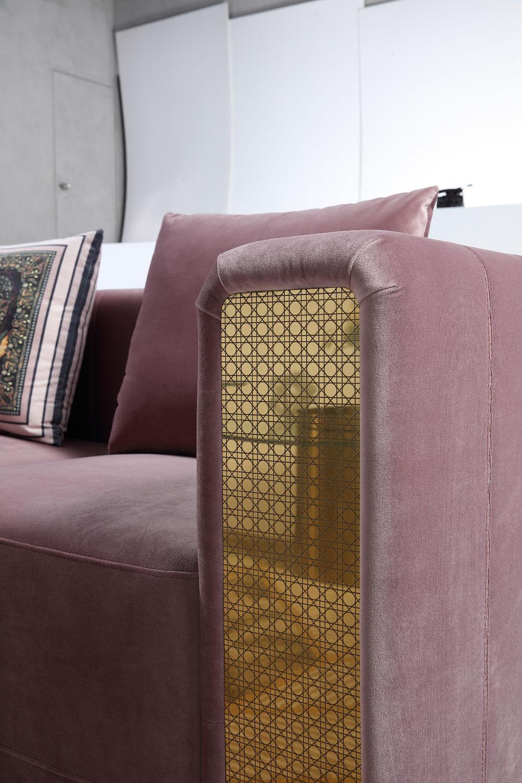 Home Furniture Living Room Corner Sofa Luxury Design Velvet Fabric L Shape Sofa