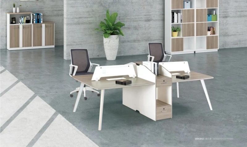 European Modern Office Furniture Partition 4 Seats Staff Workstation with Storage