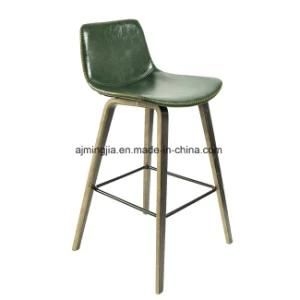 Modern Leather High Wood Legs Cafe Restaurant Bar Stool (5519)