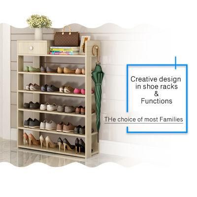 Multi-Layer Corner Wooden Shoe Storage Cabinet Multifunctional Modern Shoe Rack Organizer for Home