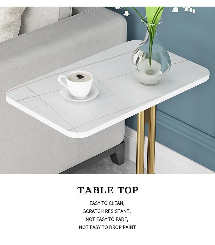 Small Coffee Table Sofa Living Room Cabinet, Luxury Corner Modern Minimalist Rock Plate Small Coffee Table