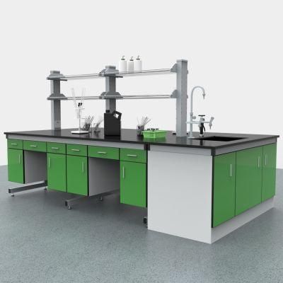 Cheap Factory Prices Physical Steel Lab Furniture Cover in Dispenser, Wholesale Physical Steel Lab Bench with Reagent Shelf/