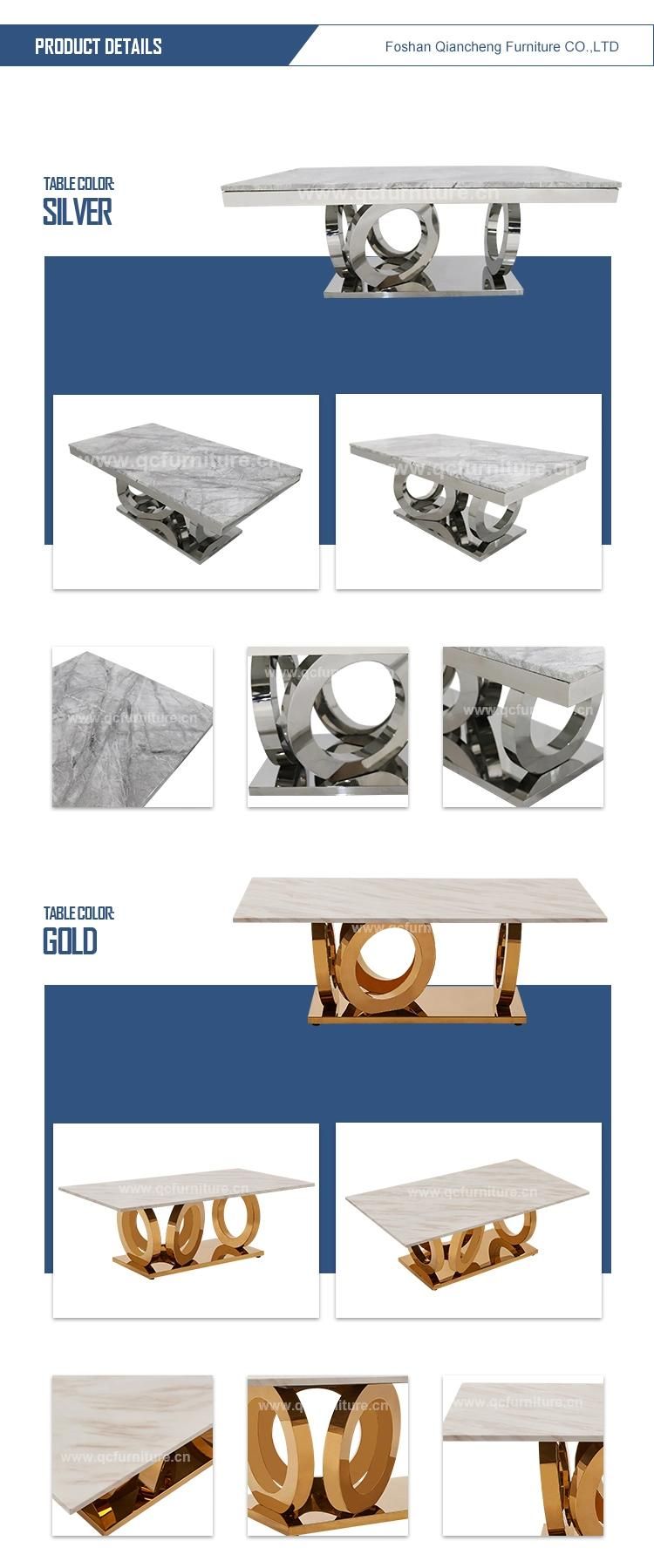 Modern Design White and Gold Marble Coffee Table