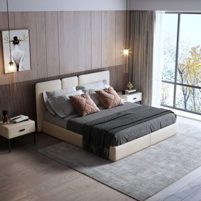 Wholesale Modern Hotel King Bed Home Upholstered Leather Iron Bedroom Furniture