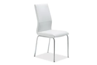 Home Chair Modern Dining Room Restanrant Furniture High Back Upholstered PU Leather Metal Legs Dining Chair