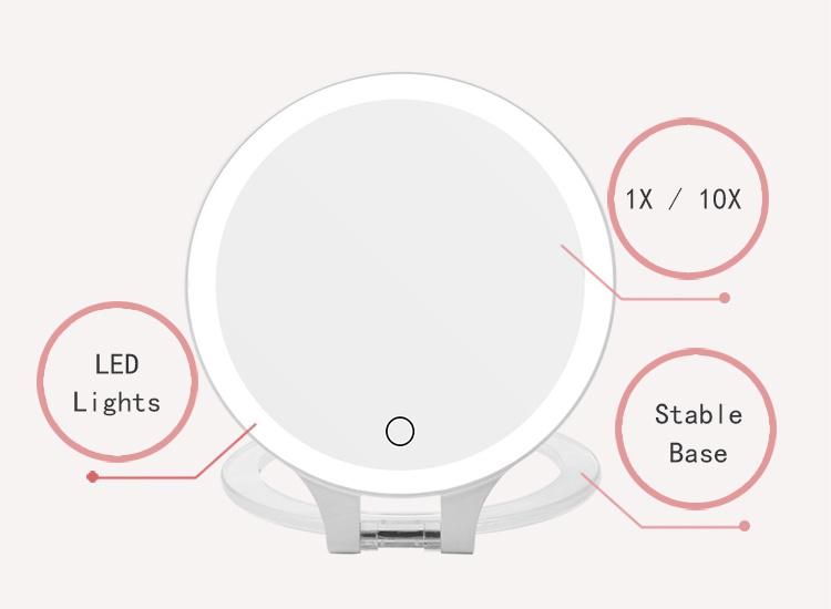 10X Makeup Vanity Mirror with Lights USB Outlet for Mobile Phone