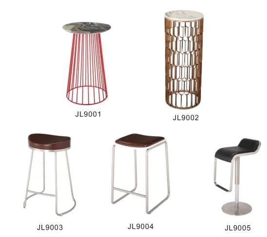 Creative Metal Bar High Stools with Marble Top for Home Villa Hotel Recreation Table