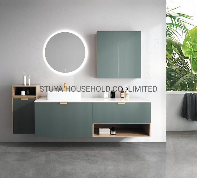 Modern Style Designs Foshan Customized Wooden Forest Color Series Bathroom Cabinet