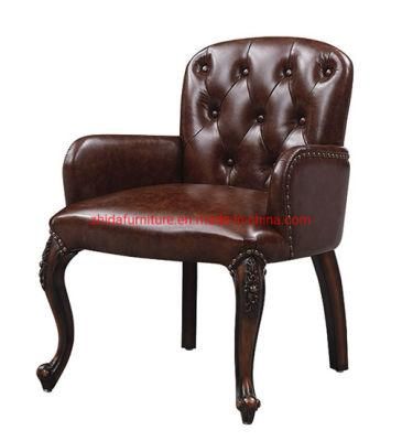 Genuine Leather Living Room Book Wooden Chair for Living Room Furniture