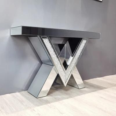 Dubai Luxury Crushed Glass Hallway Console Table Mirrored Furniture Living Room