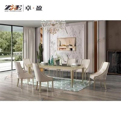 Glass Top Luxury Golden Dining Table and Chairs