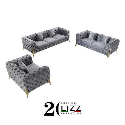 Hot Sale China Manufacturer Home Furniture Classic Living Room Chesterfield Modern Luxury Velvet Sofa with Fabric Character