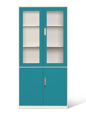 Modern Half Glass Door Steel File Cabinet for Office Use