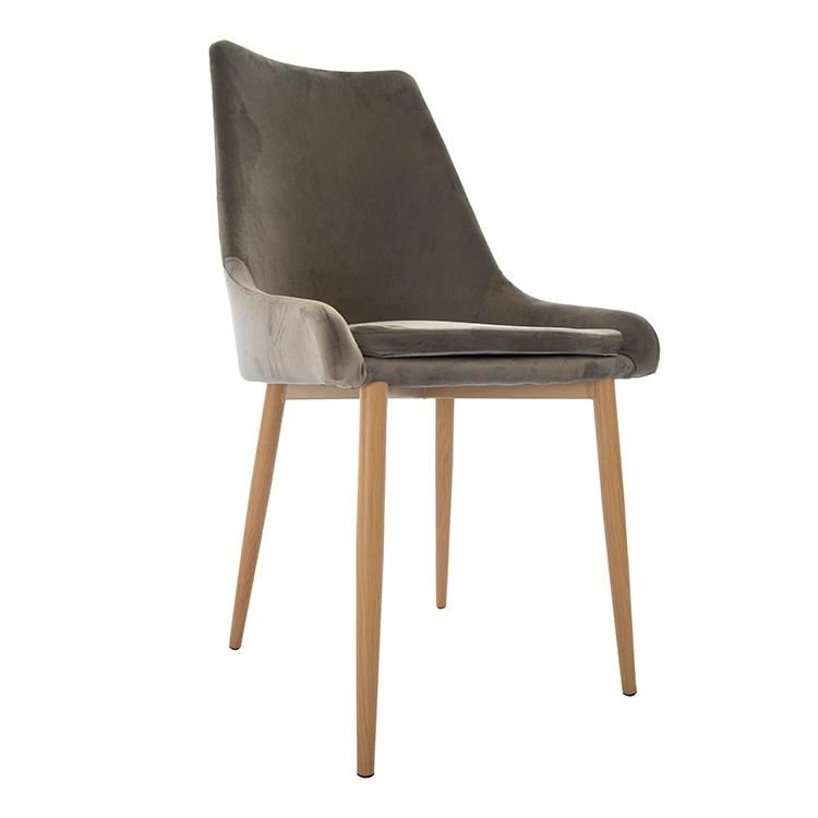 Modern Dining Room Furniture Leathaire Upholstered Soft Seat Simple Style Iron Legs Micro Fabric Dining Chair