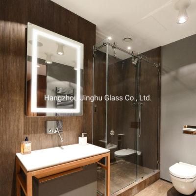 Rectangle Frameless Decorative Wall Mounted LED Bathroom Mirror with Defogger Dimmer