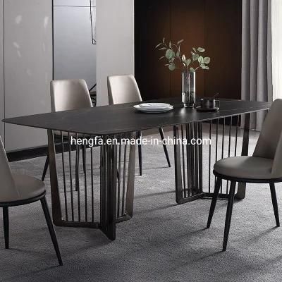 Luxury Modern Stainless Steel Kitchen Furniture Square Marble Dining Table