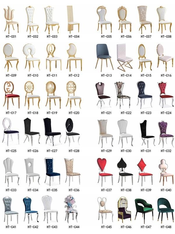 Modern Simple Style Wedding Event Furniture Beauty Church Banquet Wedding Chair and Table Flat Decoration Back Tube Frame Dining Chairs