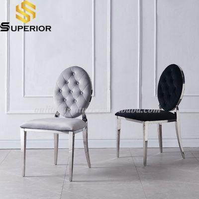 Silver Stainless Steel Frame Louis Velvet Dining Chair for Home