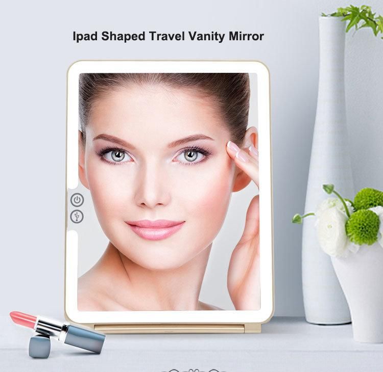 Super Slim Foldable LED Products USB Rechargeable LED Wholesale Lighted Makeup Mirror with Touch Sensor