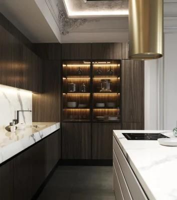 E1 European Standard Modern Designs Oak Solid Wood Kitchen Cabinet Furniture Set