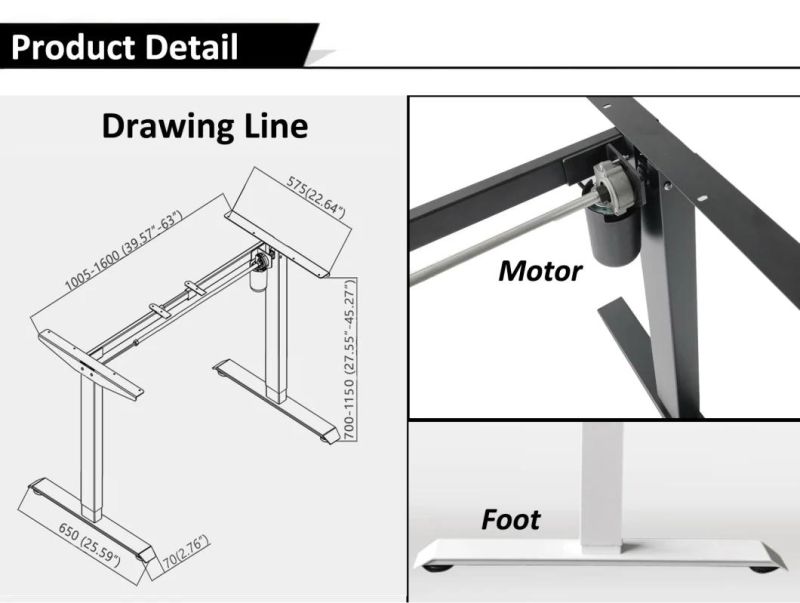 Cleverly Design CE-EMC Certificated 38-45 Decibel Height Adjustable Desk