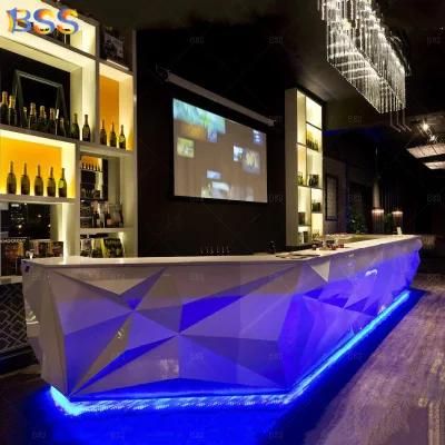 Stylish White Artificial Stone Commercial Pub Wine Bar Counter